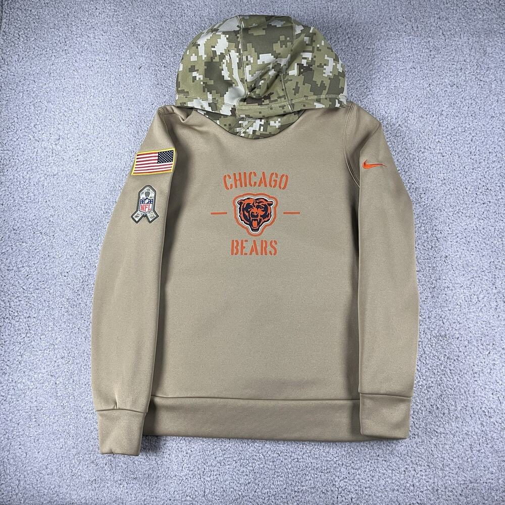 Chicago Bears Hoodie Women L Nike Salute To Service NFL Football Camo Sweatshirt